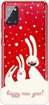 Voor Samsung Galaxy A51 5G Trendy Leuke Kerst Patroon Case Clear TPU Cover Telefoon Gevallen (Drie Witte Konijnen)