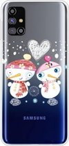 Voor Samsung Galaxy M51 Christmas Series Clear TPU beschermhoes (paar sneeuwpop)