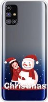 Voor Samsung Galaxy M51 Christmas Series Clear TPU beschermhoes (Girl Snowman)