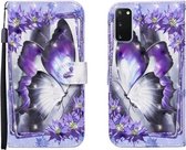 Voor Samsung Galaxy S20 FE 3D Geschilderd Patroon Horizontale Flip Leren Case met Houder & Portemonnee & Kaartsleuf & Lanyard (Purple Flower Butterfly)