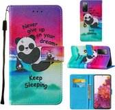 Voor Samsung Galaxy S20 FE 5G Gekleurde tekening patroon Horizontale Flip lederen tas met houder & kaartsleuf & lanyard (Panda)