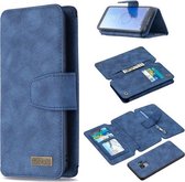 Voor Samsung Galaxy S9 Afneembare Frosted Magnetische Horizontale Flip PU lederen tas met kaartsleuven & houder & rits Portemonnee & fotolijst (blauw)