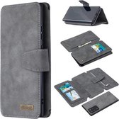 Voor Samsung Galaxy Note20 Ultra Afneembare Frosted Magnetische Horizontale Flip PU lederen tas met kaartsleuven & houder & rits Portemonnee & fotolijst (grijs)