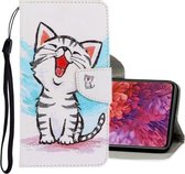 Voor Samsung Galaxy S20 FE 5G / S20 Lite 3D Gekleurde Tekening Horizontale Flip PU Lederen Case met Houder & Kaartsleuven & Portemonnee (Rode Mond Kat)