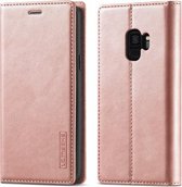 Voor Samsung Galaxy S9 LC.IMEEKE Sterk magnetisme Ultradunne horizontale flip schokbestendige matte TPU + PU lederen tas met houder & kaartsleuven en portemonnee (roségoud)