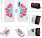 Voor Samsung Galaxy A7 (2018) / A750 Afdrukken Tweekleurig half mandala-patroon Dubbelzijdige magnetische gesp Horizontale flip lederen tas met houder & kaartsleuven & portemonnee & fotolijst