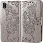 Butterfly Love Flowers Embossing Horizontale Flip Leather Case voor Xiaomi Redmi 7A met houder & kaartsleuven & portemonnee & lanyard (grijs)