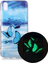 Voor Xiaomi Redmi 7A Lichtgevende TPU zachte beschermhoes (vlinders)