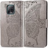 Voor Xiaomi Redmi 10X Pro / 10X Butterfly Love Flower Reliëf Horizontale Flip Leren Case met Beugel / Kaartsleuf / Portemonnee / Lanyard (Grijs)