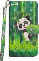 3D-schilderijpatroon Gekleurde tekening Horizontaal Flip TPU + PU lederen tas met houder & kaartsleuven & portemonnee voor Xiaomi Redmi Y3 (Bamboo Panda)