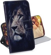 Lion Pattern Gekleurde Tekening Horizontale Leren Flip Case voor LG G8 ThinQ, met Houder & Kaartsleuven & Portemonnee