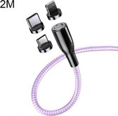 CAFELE Zhen Magnetic Series 3 in 1 USB naar 8 Pin + Micro USB + USB-C / Type-C Ronde kop Magnetische zuigkracht Snel opladen Datakabel Lijnlengte: 2 m (roze)
