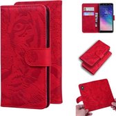 Voor Samsung Galaxy A6 (2018) Tiger Embossing Pattern Horizontale Flip lederen tas met houder & kaartsleuven & portemonnee (rood)