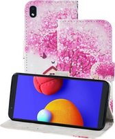 Voor Samsung Galaxy A01 Core 3D-schilderijpatroon Gekleurde tekening Horizontale Flip PU-lederen hoes met houder & kaartsleuven & portemonnee & lanyard (boomhut)