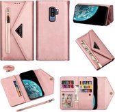 Voor Samsung Galaxy S9 + Skin Feel Rits Horizontale Flip Leren Case met Houder & Kaartsleuven & Fotolijst & Lanyard & Lang Touw (Rose Goud)