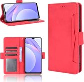 Voor Geschikt voor Xiaomi Redmi 9T & Note 9 4G Skin Feel Kalfspatroon Horizontale Flip lederen tas met houder & kaartsleuven & fotolijst (rood)
