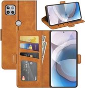 Voor Motorola Moto One 5G Ace Dubbelzijdige magnetische gesp Horizontale flip lederen tas met houder & kaartsleuven en portemonnee (geel)