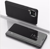 Voor Samsung Galaxy A42 vergulde spiegel horizontale flip lederen tas met houder (zwart)