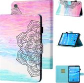 Voor Lenovo Tab M10 HD 2e generatie TB-X306X Gekleurde tekening Stiksels Horizontale flip lederen hoes TPU Bodembehuizing met houder & kaartsleuven & antislipstrip & pennensleuf & slaap / ont