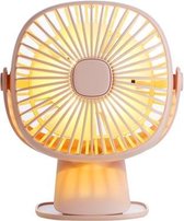 AGQ-2816 Multifunctionele desktop Mini USB-clipventilator Roterende vierkante doos LED-nachtlampje (roze)