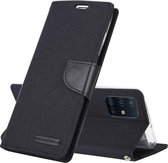 Voor Galaxy A51 GOOSPERY CANVAS DAGBOEK Canvas Textuur Horizontale Flip PU Leather Case, met Houder & Kaartsleuven & Portemonnee (Zwart)