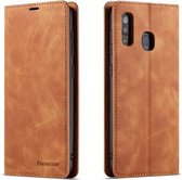 Voor Galaxy A20e Forwenw Dream Series Oil Edge Sterk magnetisme Horizontale flip lederen tas met houder & kaartsleuven & portemonnee & fotolijst (bruin)