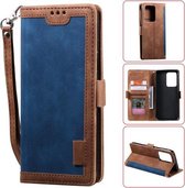 Voor Galaxy S20 Ultra Retro Splicing Horizontale Flip lederen tas met kaartsleuven & houder & portemonnee (blauw)