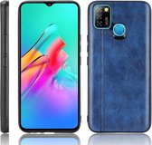 Voor Infinix Hot 10 Lite Schokbestendig Naaien Koe Patroon Huid PC + PU + TPU Case (Blauw)