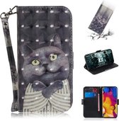 3D Schilderen Patroon Gekleurde Tekening Horizontale Flip Leren Case met Houder & Kaartsleuven & Portemonnee Voor LG V40 ThinQ (Hug Cat)