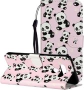 Voor LG K51 Olie Reliëf Gekleurde Tekening Patroon Horizontale Flip PU Lederen Case met Houder & Kaartsleuven & Portemonnee (Panda's)