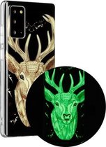 Voor Samsung Galaxy Note20 Lichtgevende TPU zachte beschermhoes (Deer Head)