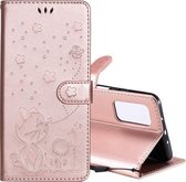 Voor Xiaomi 10T Pro 5G / 10T 5G Cat Bee Embossing Pattern Schokbestendig Horizontaal Flip lederen tas met houder & kaartsleuven & portemonnee (Rose Gold)