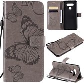 Voor LG K51 3D vlinder reliëf patroon horizontale flip lederen tas met houder & kaartsleuf & portemonnee & lanyard (grijs)