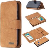 Voor Xiaomi Redmi 7 Afneembare Frosted Magnetische Horizontale Flip Leren Case met Kaartsleuven & Houder & Rits Portemonnee & Fotolijst (Bruin)