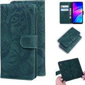 Voor Xiaomi Redmi 7 / Y3 (Indiase versie) Tijger reliëfpatroon Horizontale flip lederen tas met houder & kaartsleuven & portemonnee (groen)