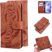 Voor Xiaomi Redmi K30 Tiger Embossing Pattern Horizontale Flip lederen tas met houder & kaartsleuven & portemonnee (bruin)