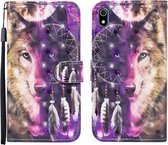 Voor Xiaomi Redmi 7A 3D Geschilderd Patroon Horizontale Flip Leren Case met Houder & Portemonnee & Kaartsleuf & Lanyard (Windgong Wolf)