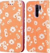 Voor Xiaomi Redmi 9 Glittering Daisy magnetische horizontale flip lederen tas met houder & kaartsleuven & fotolijst (oranje)