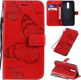 Voor Xiaomi Redmi 8 Pressed Printing Butterfly Pattern Horizontale Flip PU lederen tas met houder & kaartsleuven & portemonnee & lanyard (rood)