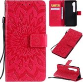 Voor Xiaomi Mi CC9 Pro / Mi Note 10 Geperst afdrukken Zonnebloempatroon Horizontale flip PU lederen tas met houder & kaartsleuven & portemonnee & lanyard (rood)