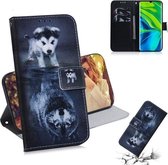 Voor Xiaomi Note 10 3D Gekleurde Tekening Horizontale Flip Leren Case met Houder & Kaartsleuf & Portemonnee (Wolf en Hond)