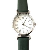 Horloge Emma- groen - leer bandje-tiener- romeinse cijfers-26 mm-Charme Bijoux