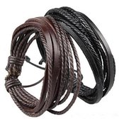 Stoere Heren Armband van Leer - Zwart - Armband Heren - Armband Mannen - Valentijn Cadeautje voor Hem Haar - Valentijnsdag Cadeau