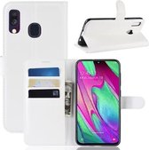 Litchi Texture Horizontale Flip Leren Case voor Galaxy A40, met Portemonnee & Houder & Kaartsleuven (Wit)