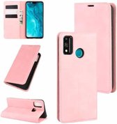 Voor Huawei Honor 9X lite Retro-skin Business magnetische zuignap lederen tas met houder & kaartsleuven & portemonnee (roze)