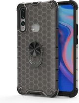 Voor Huawei Y9 2019 schokbestendige honingraat PC + TPU ringhouder beschermhoes (grijs)