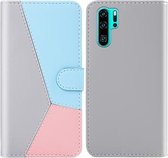 Voor Huawei P30 Pro Tricolor Stitching Horizontale Flip TPU + PU lederen tas met houder & kaartsleuven & portemonnee (grijs)