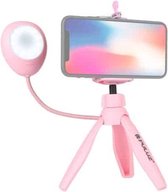 PULUZ Mini Pocket Desktop Statiefbevestiging + Telefoonklemhouder + Live Broadcast LED-lampje met 1/4 inch schroef (roze)