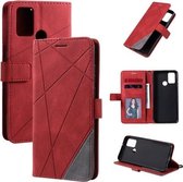 Voor Huawei Honor 9A Skin Feel Splicing Horizontale flip lederen hoes met houder & kaartsleuven & portemonnee & fotolijst (rood)