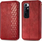 Voor Geschikt voor Xiaomi Mi 10 Ultra Cubic Grid Pressed Horizontal Flip Magnetic PU Leather Case met houder & kaartsleuven & portemonnee (rood)